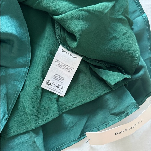 Reformation NWT 2 Anaiis Silk Maxi Dress Open Back Forest Green - Picture 6 of 8